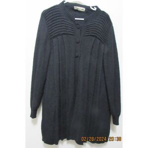 PERUVIAN LINK ALPACA COLLECTION LONG BLACK BUTTON FRONT CARDIGAN SWEATER M/L